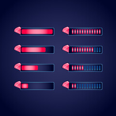 Wall Mural - set of gui fantasy glossy gems diamond progress bar. perfect for 2d games vector illustration