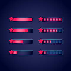 Wall Mural - set of gui fantasy rpg star progress bar. perfect for 2d games vector illustration