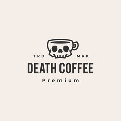 Canvas Print - skull coffee hipster vintage logo vector icon illustration