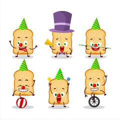 Poster - Cartoon character of bread toast with various circus shows