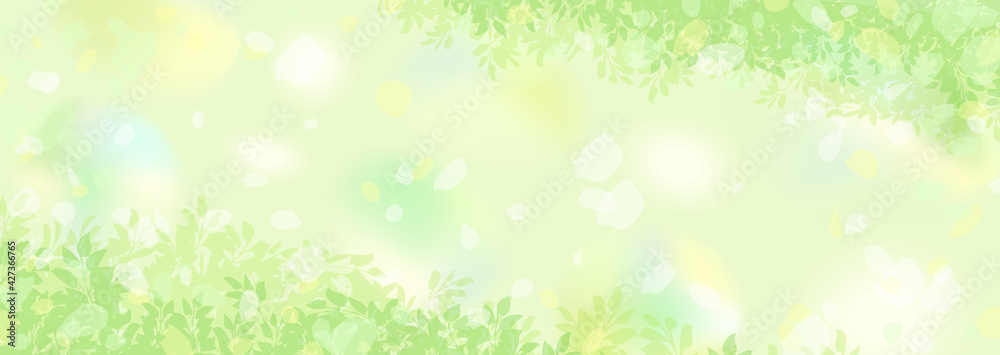 ナチュラルでフレッシュな緑の横長背景イラスト ナチュラルでフレッシュな緑の横長背景イラスト