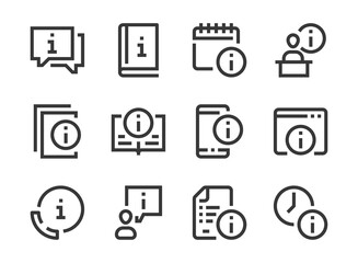 Fototapete - Info center and Guide information vector line icons. Customer service and User assistance outline icon set.