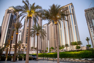 Canvas Print - Dubai city scape with tall buildings