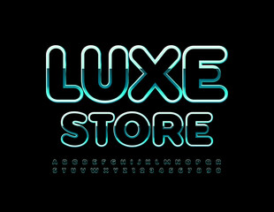 Vector premium logo Luxe Store. Black and Silver Metal Font. Elite Alpahbet Letters and Numbes set