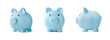 concept of preserving and saving money. blue piggy bank on a white background.
