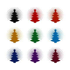 Wall Mural - Christmas tree icon isolated on white background color set