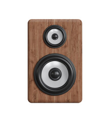 Wooden speaker isolated on white background. 3d illustration.