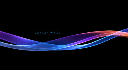 Wall Mural - Vector abstract colorful flowing wave lines isolated on black background. Design element for technology, science, music or modern concept.