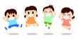 © hana - Children jumping with masks No main line