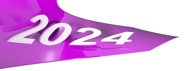 Poster - 2024 pink arrow on white background - 3D rendering illustration
