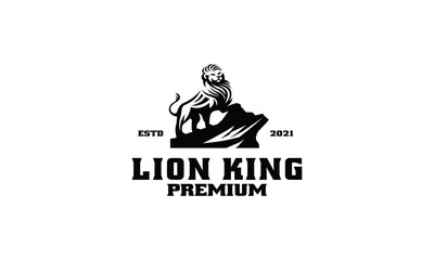 Poster - lion king logo vector icon illustration