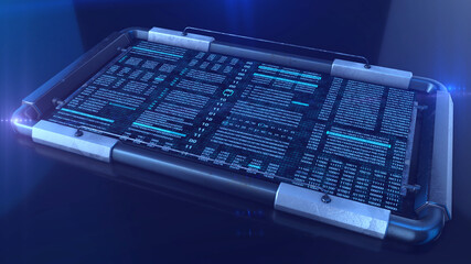 Aufkleber - Digital number 3D rendering futuristic monitoring screen