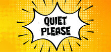 Comic Peech Bubble Cloud Mute, Please Be Quiet Silent Or Silence With Hand Finger Over Lips For No Talking Sign For Psssst Shhh Quote Or Not Sound Doodle Funny Silhouette Hush Vector Icon Or Symbol