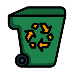 Canvas Print - Garbage Container With Recycle Sign Icon