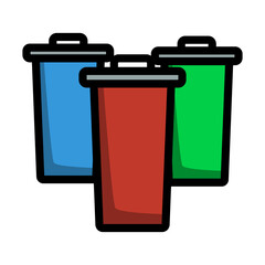 Sticker - Garbage Containers With Separated Trash Icon