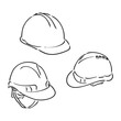 © Elala 9161 - industry helmet vector and illustration, black and white, hand drawn, sketch style, isolated on white background.