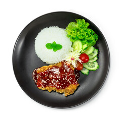 Wall Mural - Crispy Chicken Korean Sauce with Rice