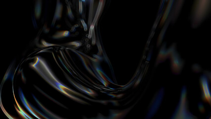 Poster - Abstract 3d render background of flowing reflective surface with a depth of field. ..