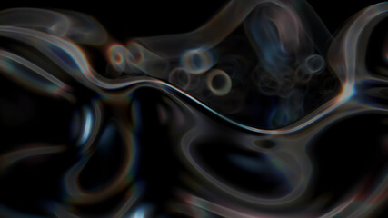 Poster - Abstract 3d render background of flowing reflective surface with a depth of field. ..