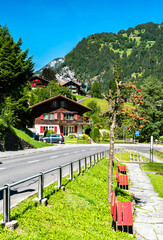 Canvas Print - Alpine view at Lauterbrunnen, Switzerland