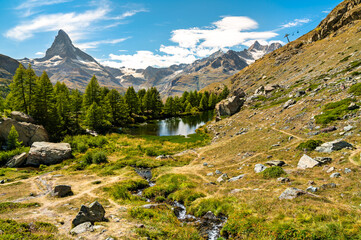 Canvas Print - The Matterhorn mountain from a panoramic trail near Zermatt in Switzerland