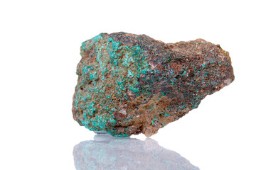 macro mineral stone Malachite on a white background