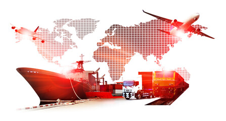 The world logistics  background or transportation Industry or shipping business, Container Cargo  shipment , truck delivery, airplane , import export Concept