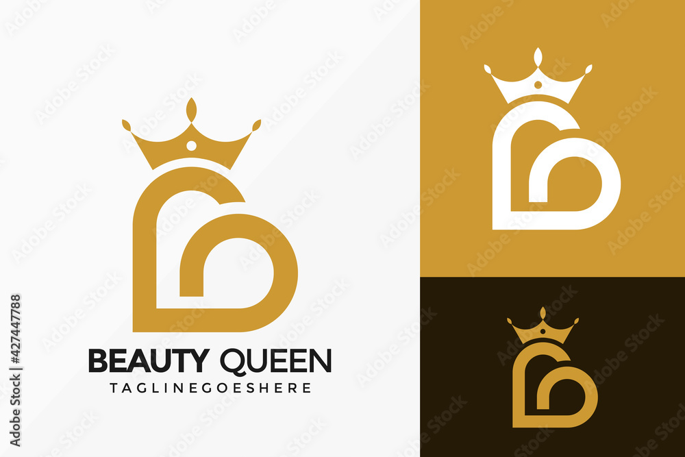 Letter B Beauty Queen Logo Vector Design. Abstract emblem, designs ...
