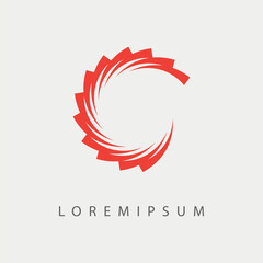 Fototapete - C Letter Circular Logo Design Template. Slash Circular Icon Line Art Vector