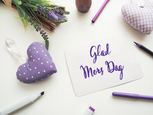 Glad Mors Dag, Swedish Thank You Mother As Brush Lettering On A Mother's Day Greeting Card