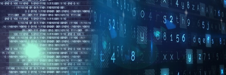 computer code processing over blue background, technology, programming, and computer coding concept