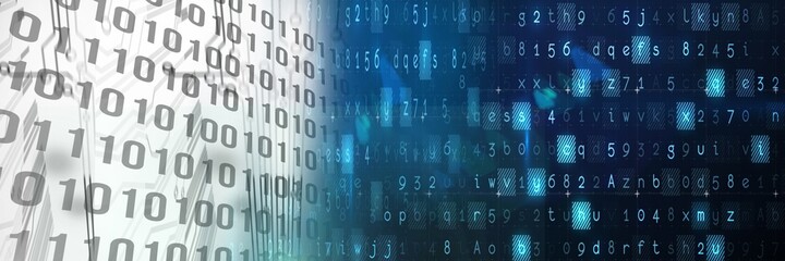 computer code processing over blue background, technology, programming, and computer coding concept