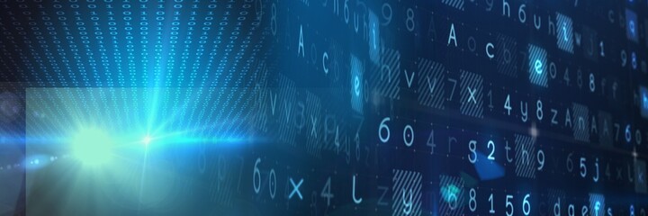 computer code processing over blue background, technology, programming, and computer coding concept