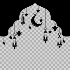 Wall Mural - illustration of islamic ornaments. the silhouette of the moon, stars and lanterns. additional to the