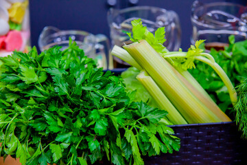 parsley and dill in the kitchen