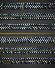 Aerial View Of Imported Cars Parked In The Harbor At Point Btreeze In Baltimore, USA