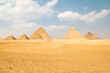 Panoramic view of Great Egyptian pyramids in Giza, Egypt