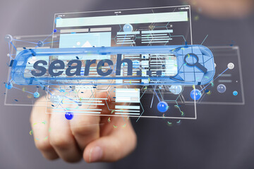 interface web application in hand 3d