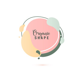 Fototapete - Organic shapes vector banner background. Trendy abstract modern art in simple minimalist style. Pastel light gradient color fluid forms with lines