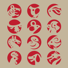 Graphic Icons Of Twelve Chinese Zodiac
