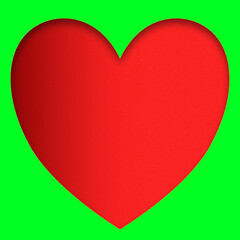 Poster - 3D render of an illustrated big red heart shape on a bright green background for cards