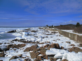 Canvas Print - landscape with snow and rocks