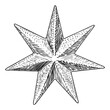Christmas and New Year star decoration art for tree tip. Holiday hand drawn element.