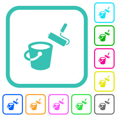 Poster - Paint bucket and paint roller vivid colored flat icons