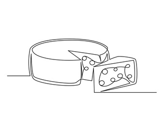 Continuous one line drawing of an cheese