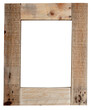 Rustic picture art frame, in shabby chic, vintage, wooden style - isolated on a white background for design.