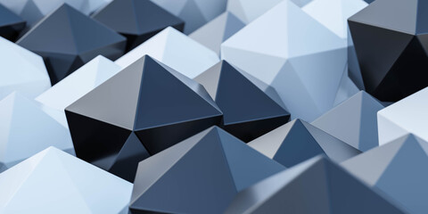 Poster - abstract blue polygon geometric shape pattern 3d render illustration
