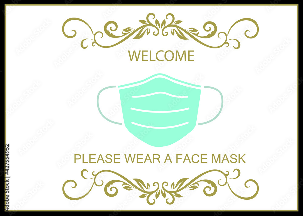 Welcome now open keep social distance and use face mask. Vector ...