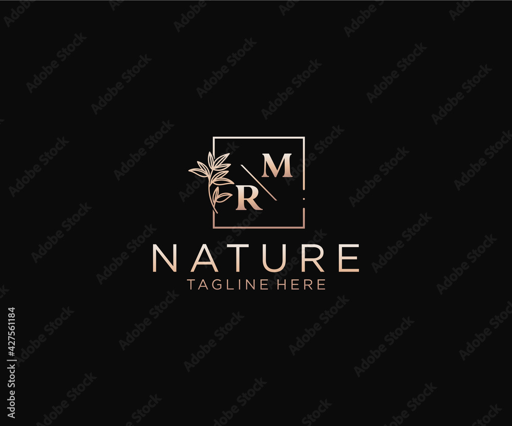 initial MR letters Beautiful floral feminine editable premade monoline ...