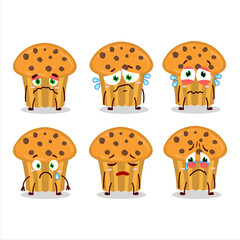 Poster - Choco chips muffin cartoon character with sad expression